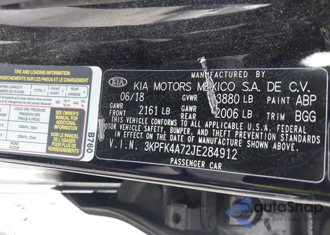 2018 Kia Forte Lx from USA, damaged, VIN 3KPFK4A72JE284912